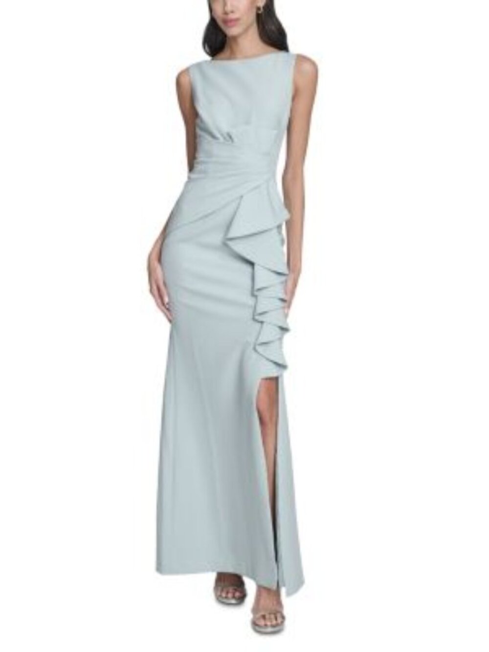 Eliza J Ruffled Sleeveless Gown - Periwinkle - Size 8